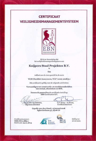 KSP Metaal - EBN Certification Veiligheidsmanagementsysteem